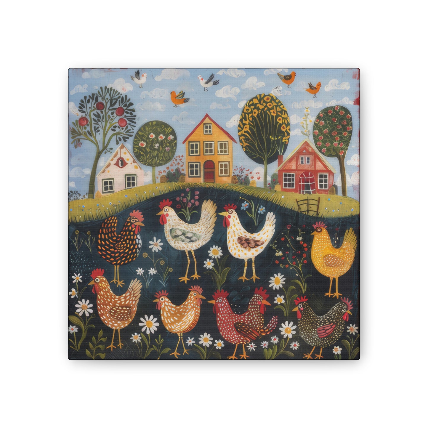 Chickens - Canvas Stretched, 0.75" - Canvas Stretched, 0.75"