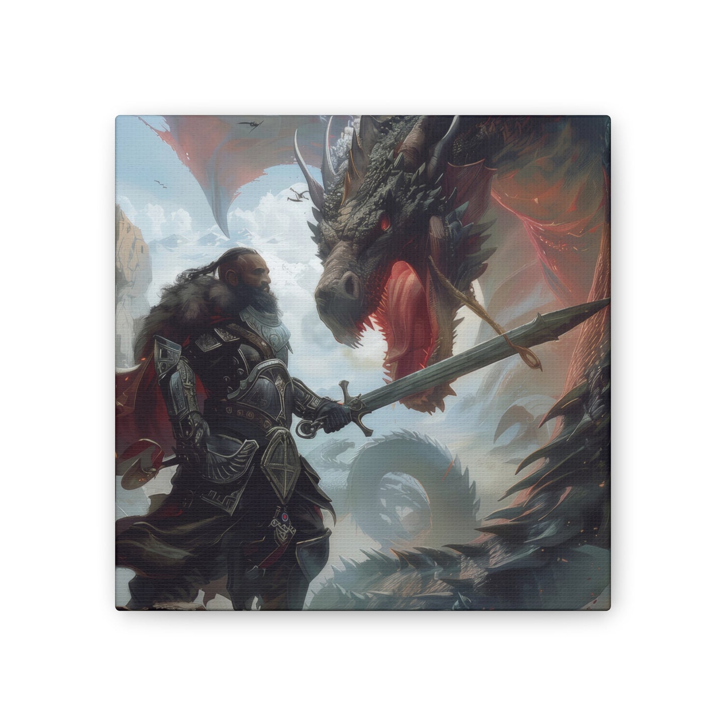 Fighter and Dragon - Canvas Stretched, 0.75"