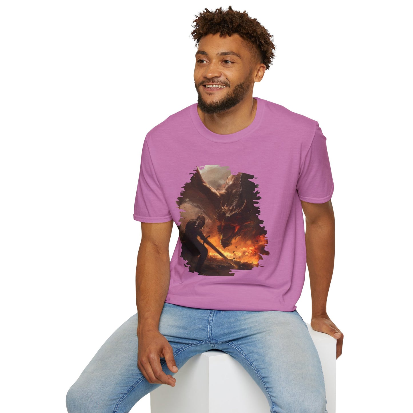 Fighter and Dragon - Unisex Softstyle T-Shirt