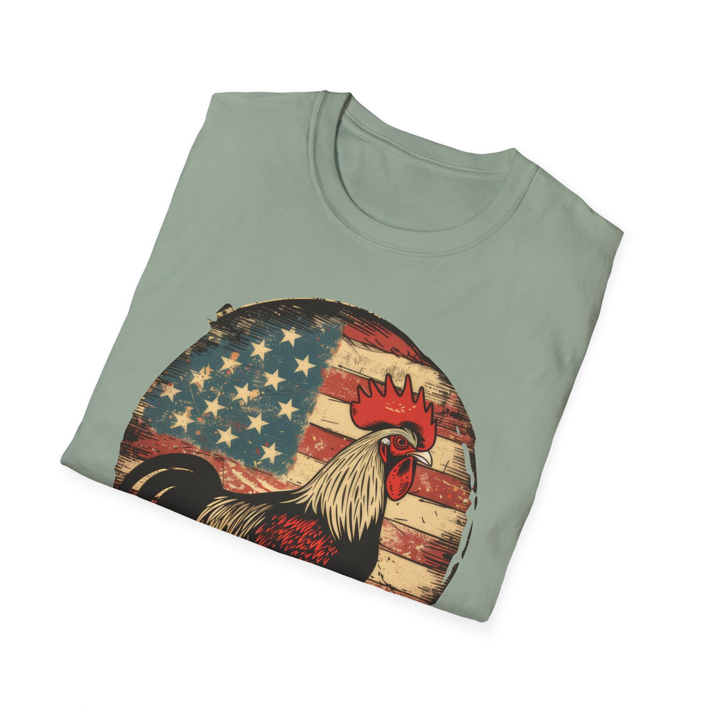 Rooster and Flag - Unisex Softstyle T-Shirt