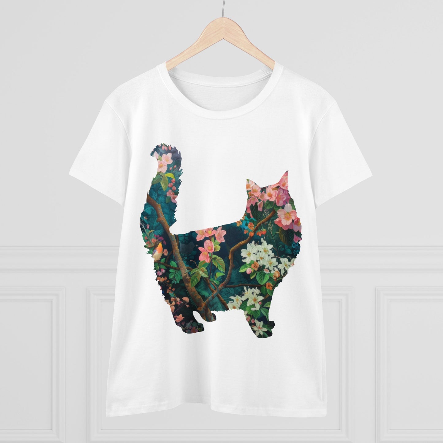 Flowery Cat - Women's Midweight Cotton Tee