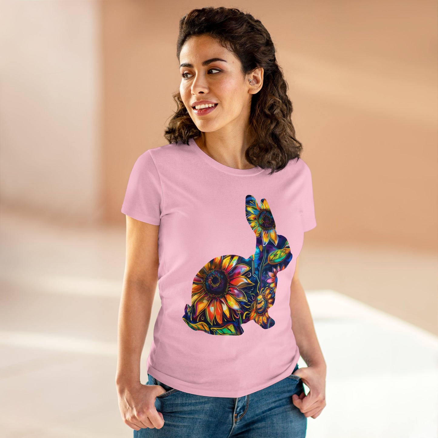 Flower Bunny - Women's Midweight Cotton Tee