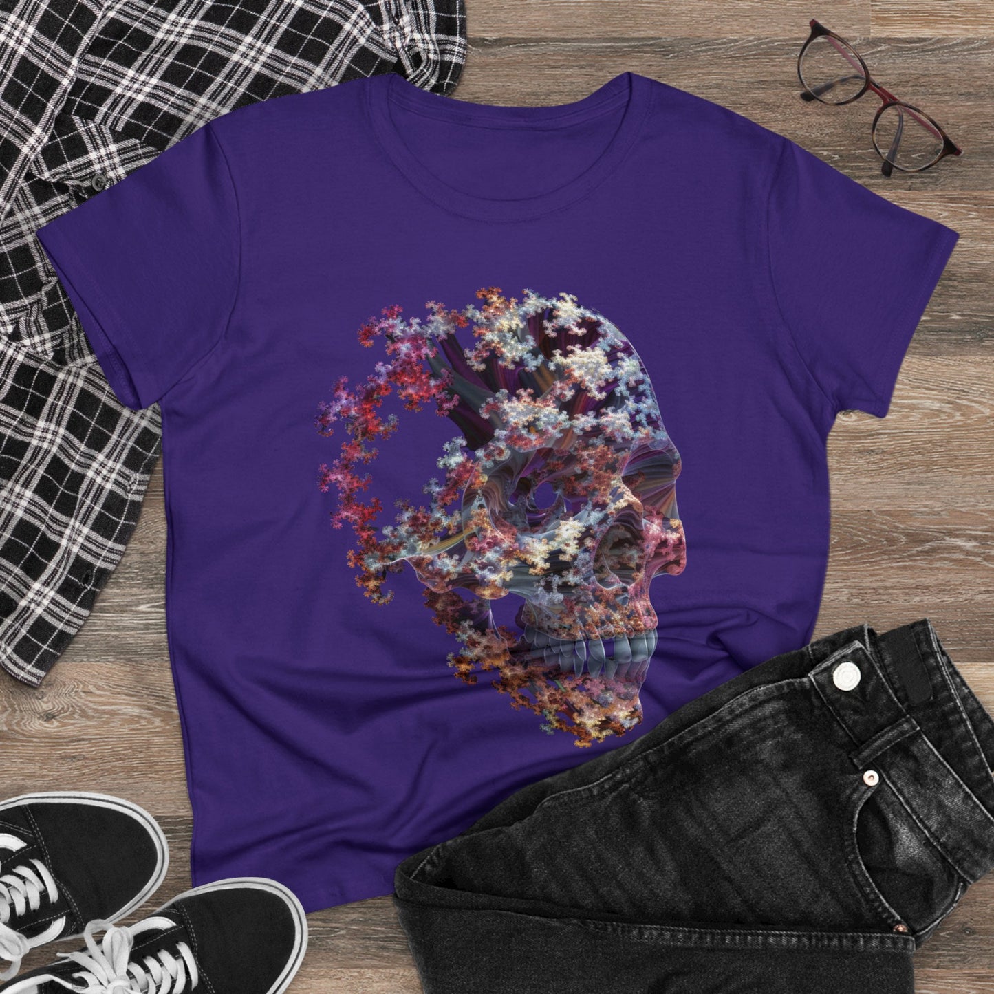 Fractal Skull - Women's Midweight Cotton Tee