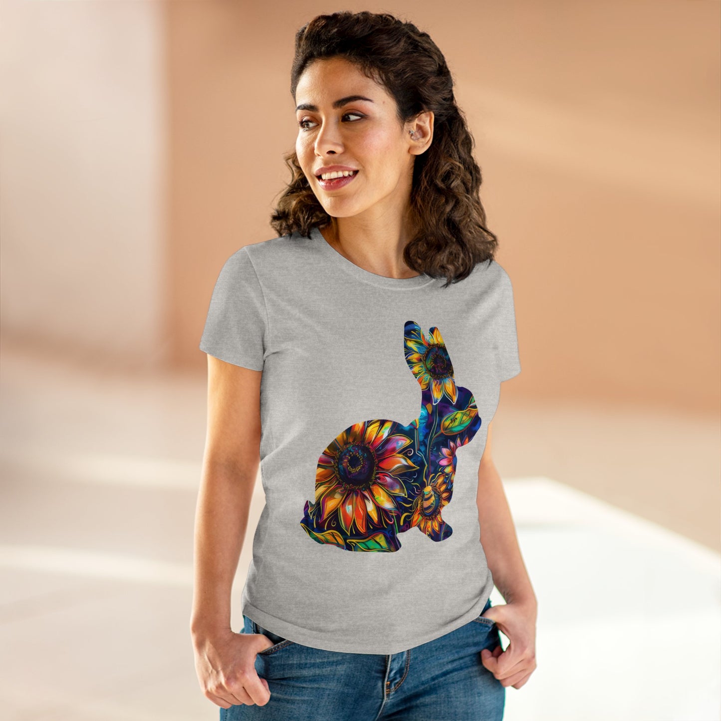 Flower Bunny - Women's Midweight Cotton Tee