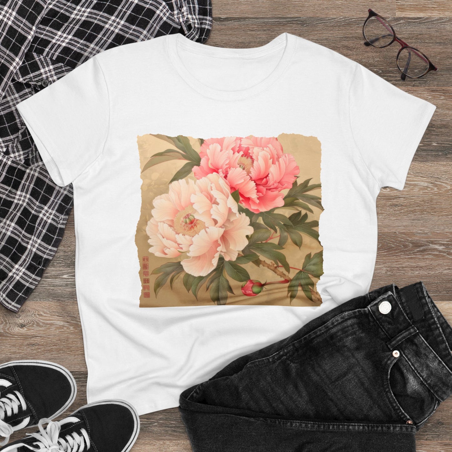 Peony - Flower - Women's Midweight Cotton Tee