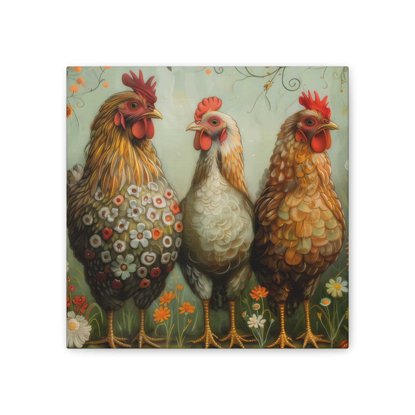 Chickens - Canvas Stretched, 0.75" - Canvas Stretched, 0.75"