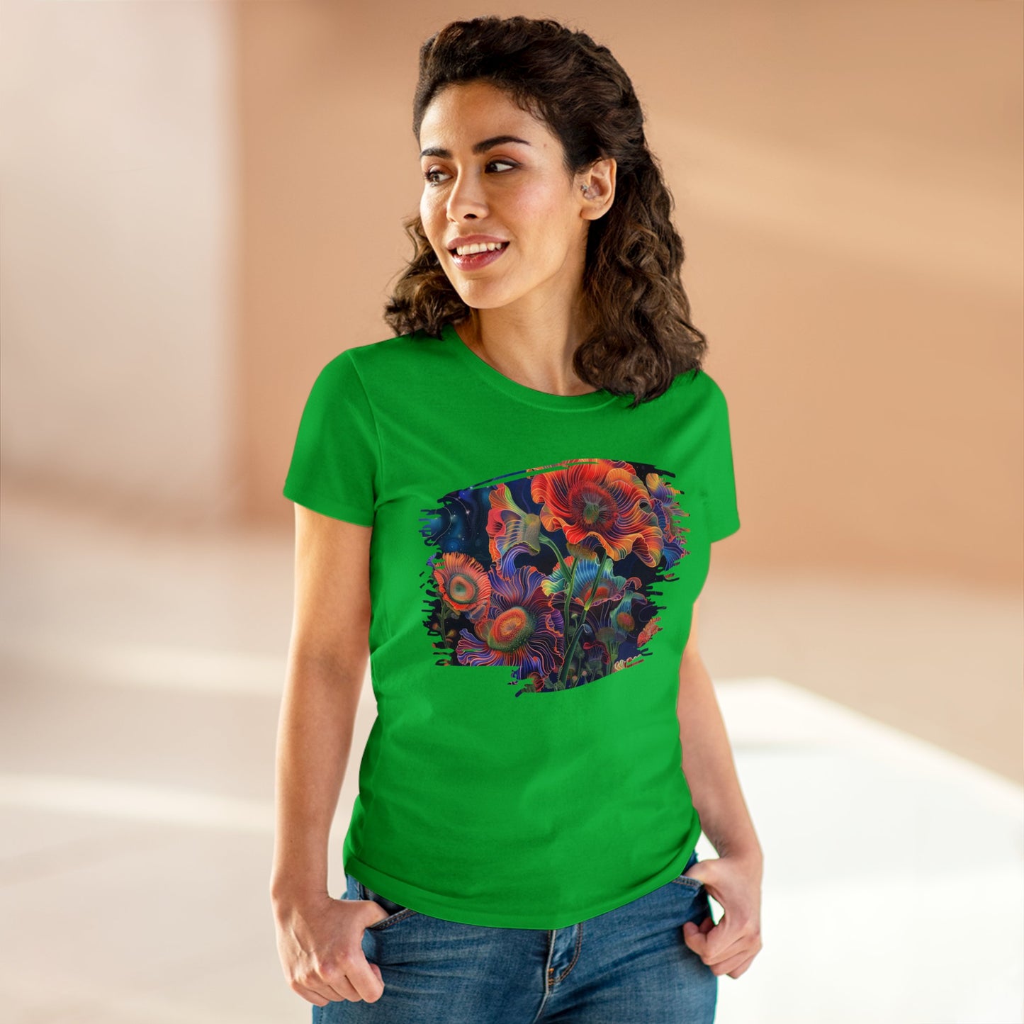 Pastel Flowers - Women's Midweight Cotton Tee