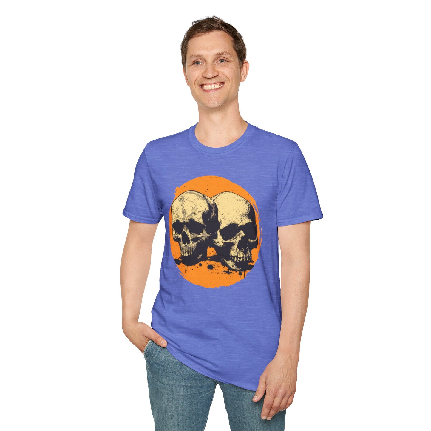 Skulls on Orange - Unisex Softstyle T-Shirt