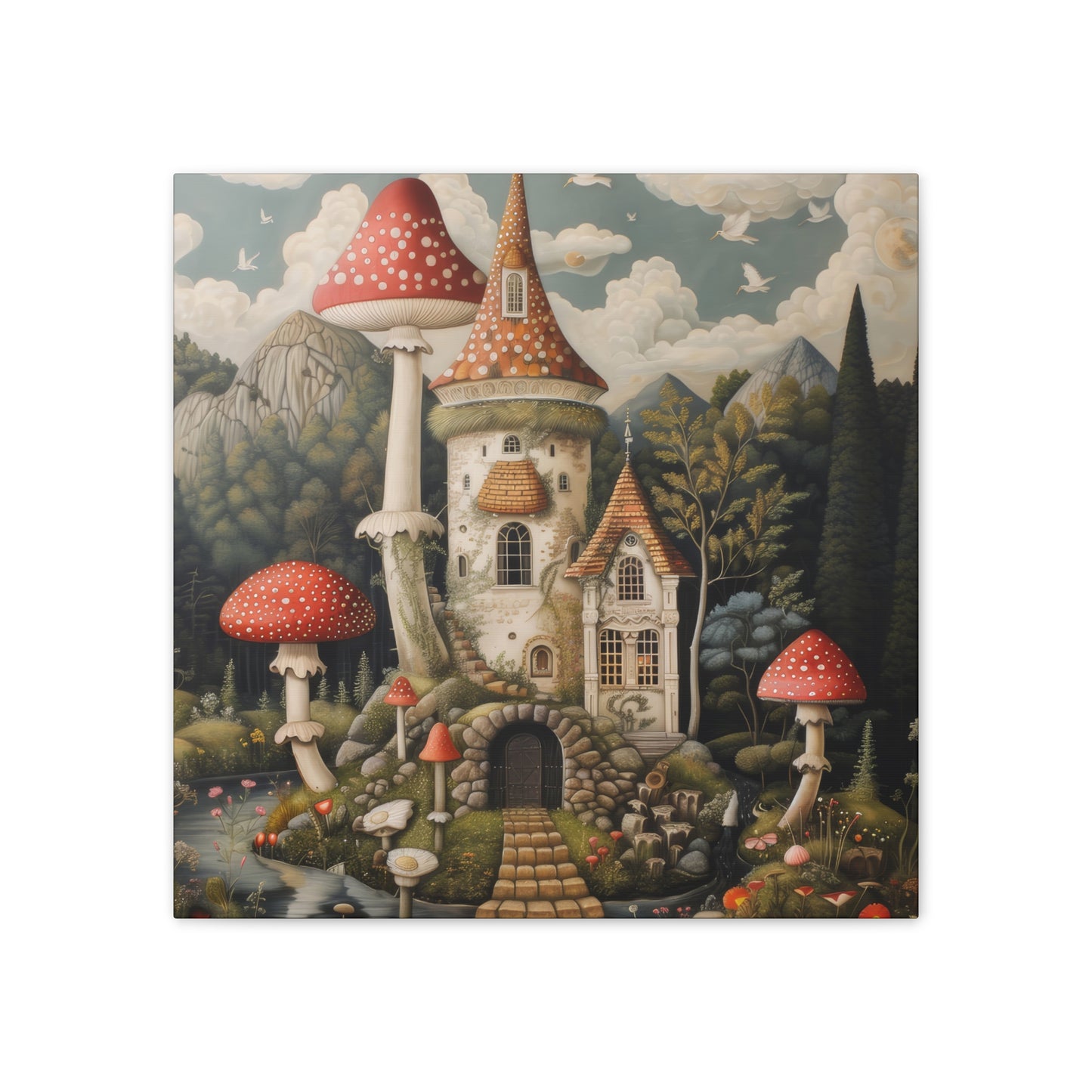 Mushroom House - Canvas Stretched, 0.75"