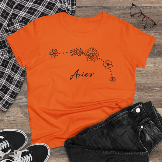 Flower Constellation - Aries - Astrology - Women's Midweight Cotton Tee