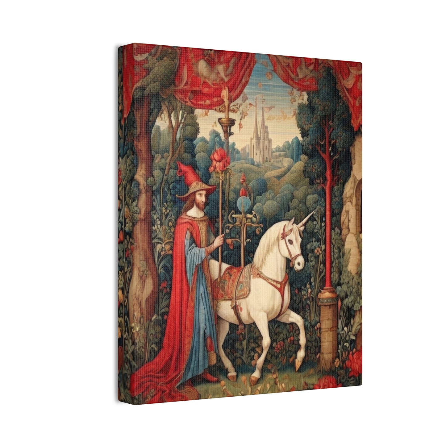 Mage and the Unicorn Tapestry - Canvas Stretched, 0.75"