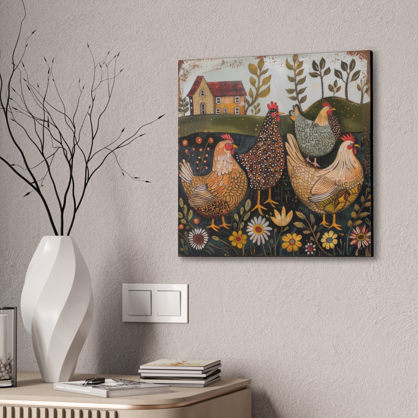 Chickens - Canvas Stretched, 0.75" - Canvas Stretched, 0.75"