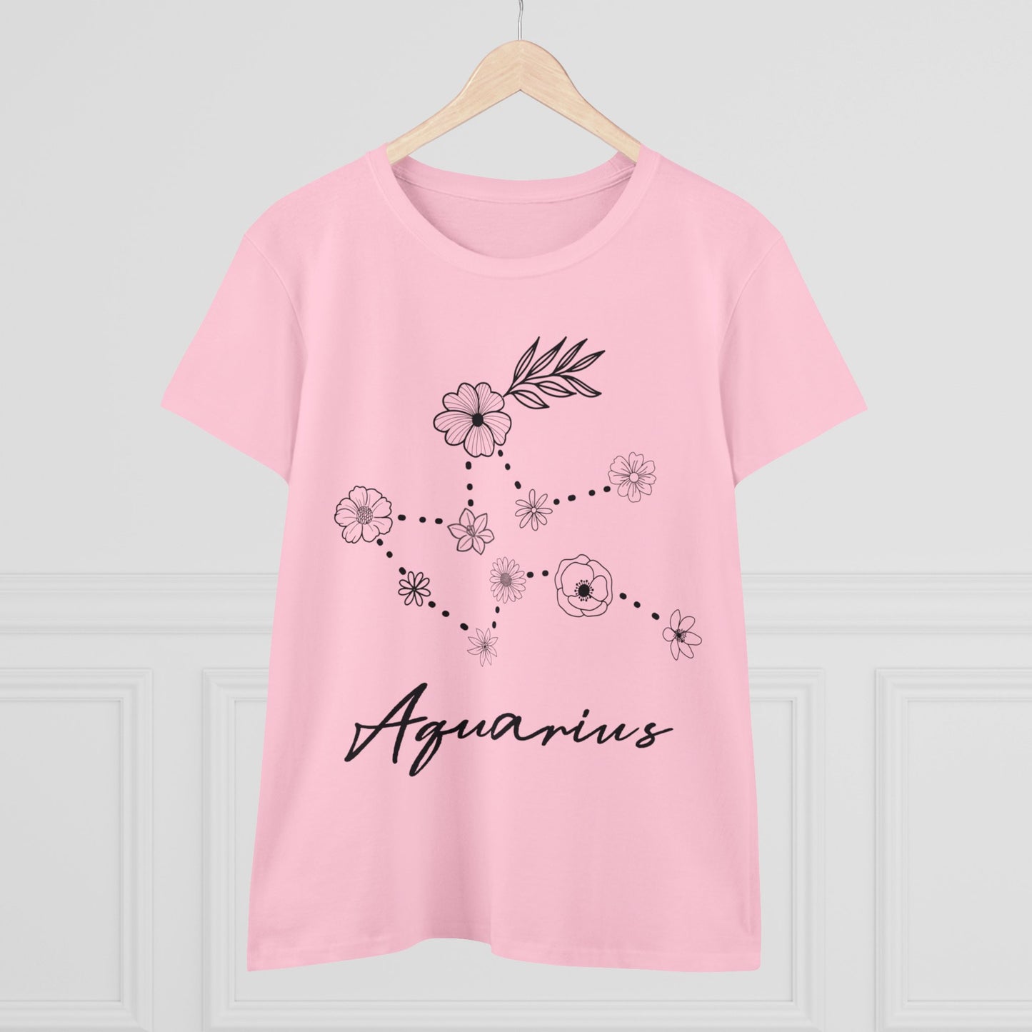 Flower Constellation - Aquarius - Astrology - Women's Midweight Cotton Tee