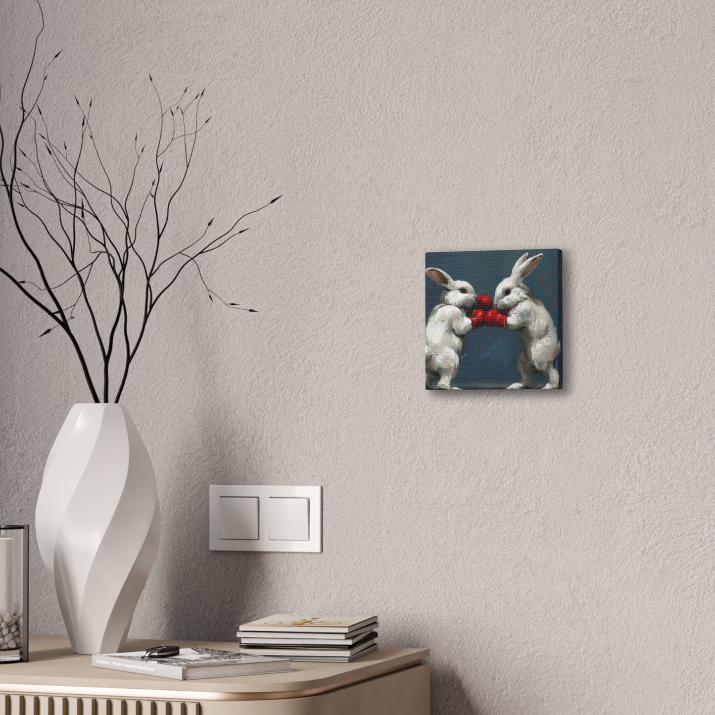 Boxing Rabbits - Canvas Stretched, 0.75"