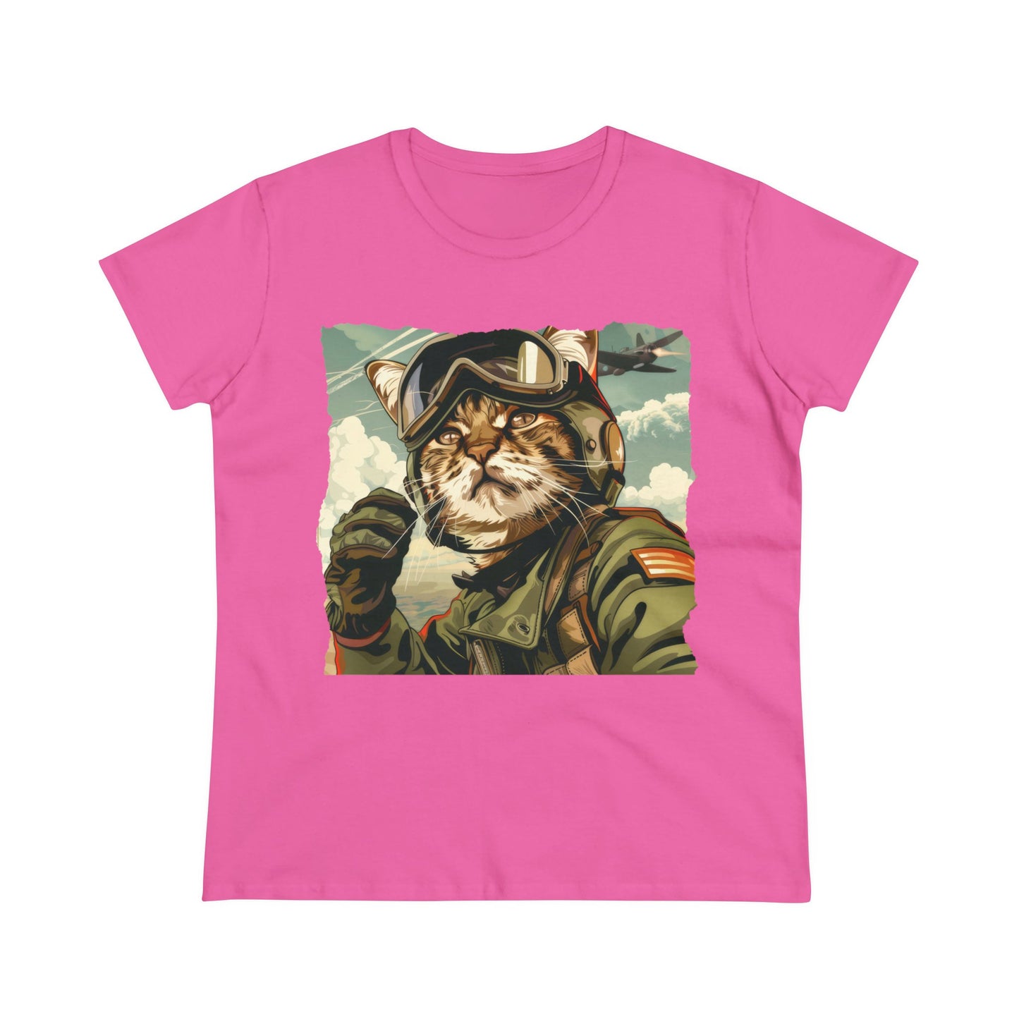 Kitty Fighter Pilot - Women's Midweight Cotton Tee