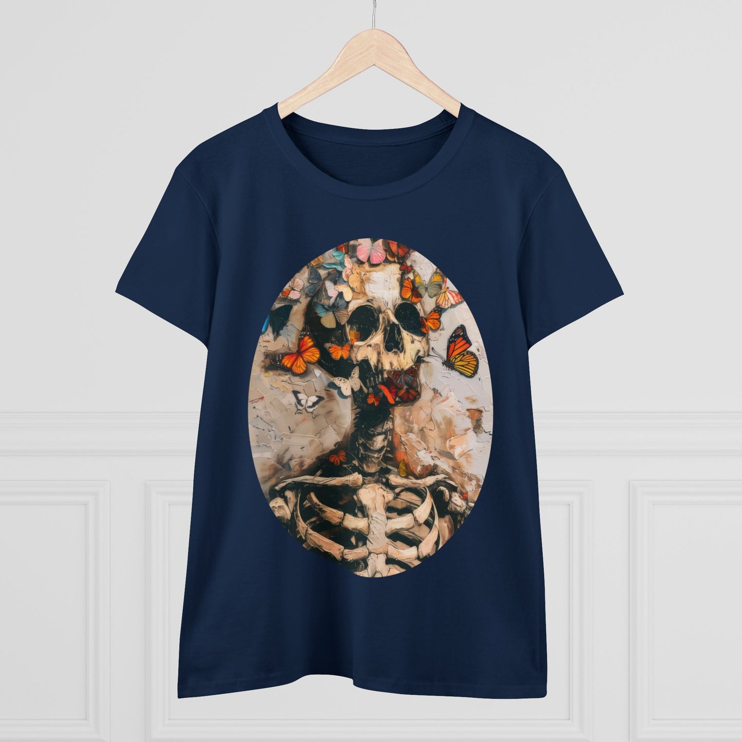 Skeleton and Butterflies - Women's Midweight Cotton Tee