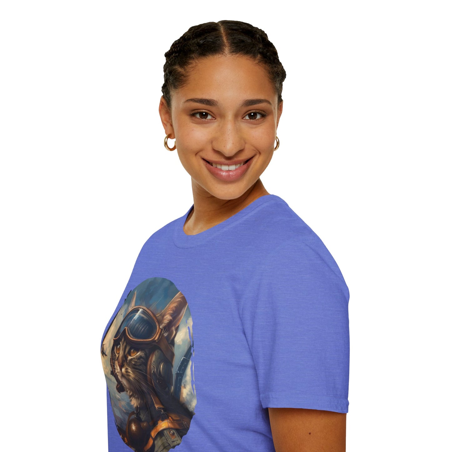 Cat Fighter Pilot - Unisex Softstyle T-Shirt