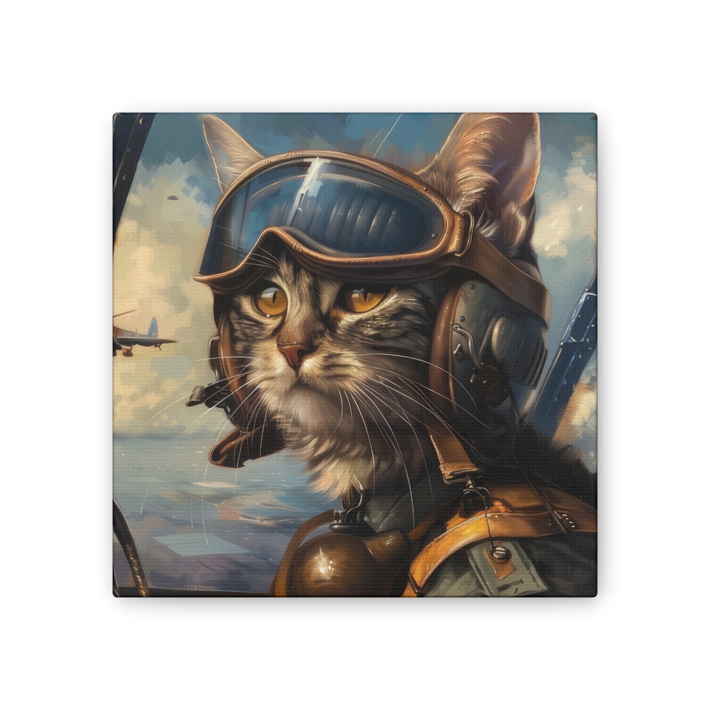 Cat Fighter Pilot - Canvas Stretched, 0.75"