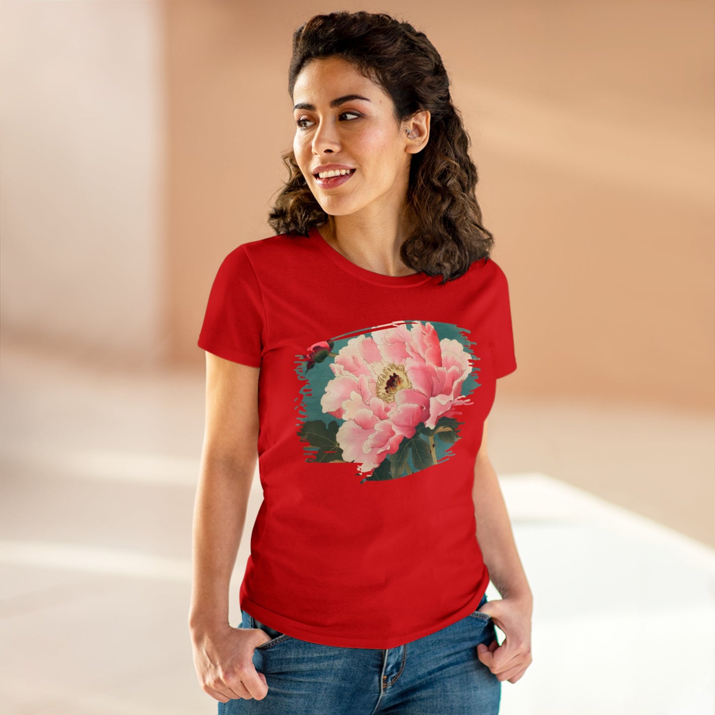 Peony - Flower - Women's Midweight Cotton Tee