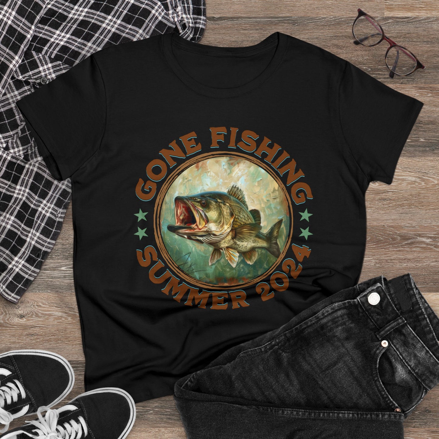 Gone Fishing - Women's Midweight Cotton Tee