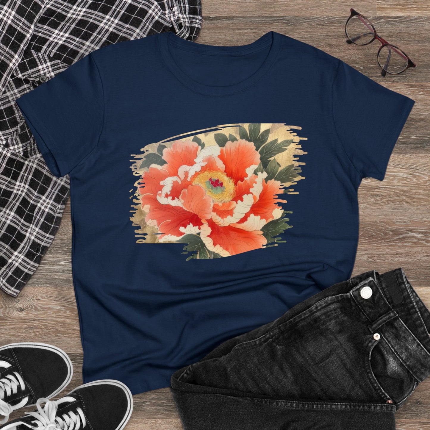 Peony - Flower - Women's Midweight Cotton Tee