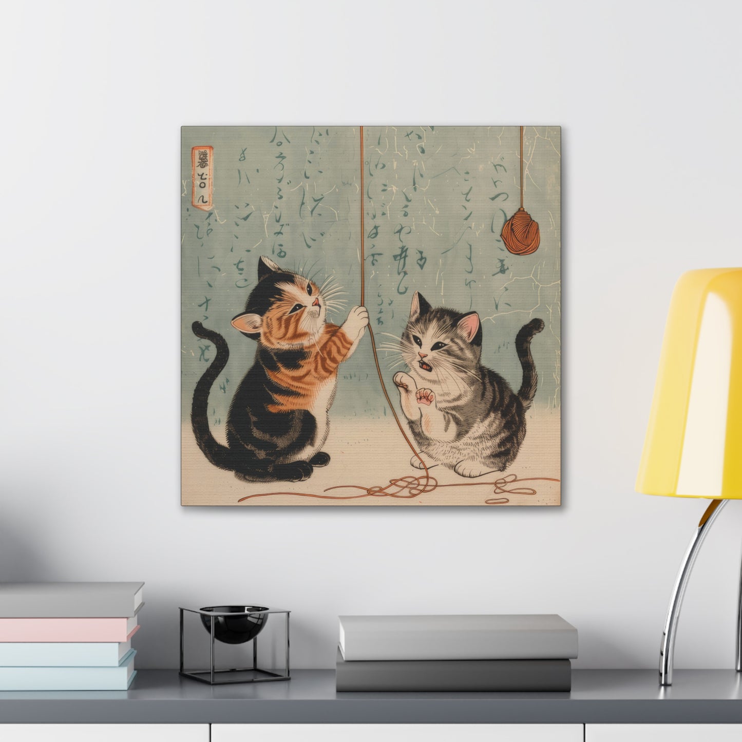 Japanese Woodblock Kitties - Canvas Stretched, 0.75" - Canvas Stretched, 0.75"