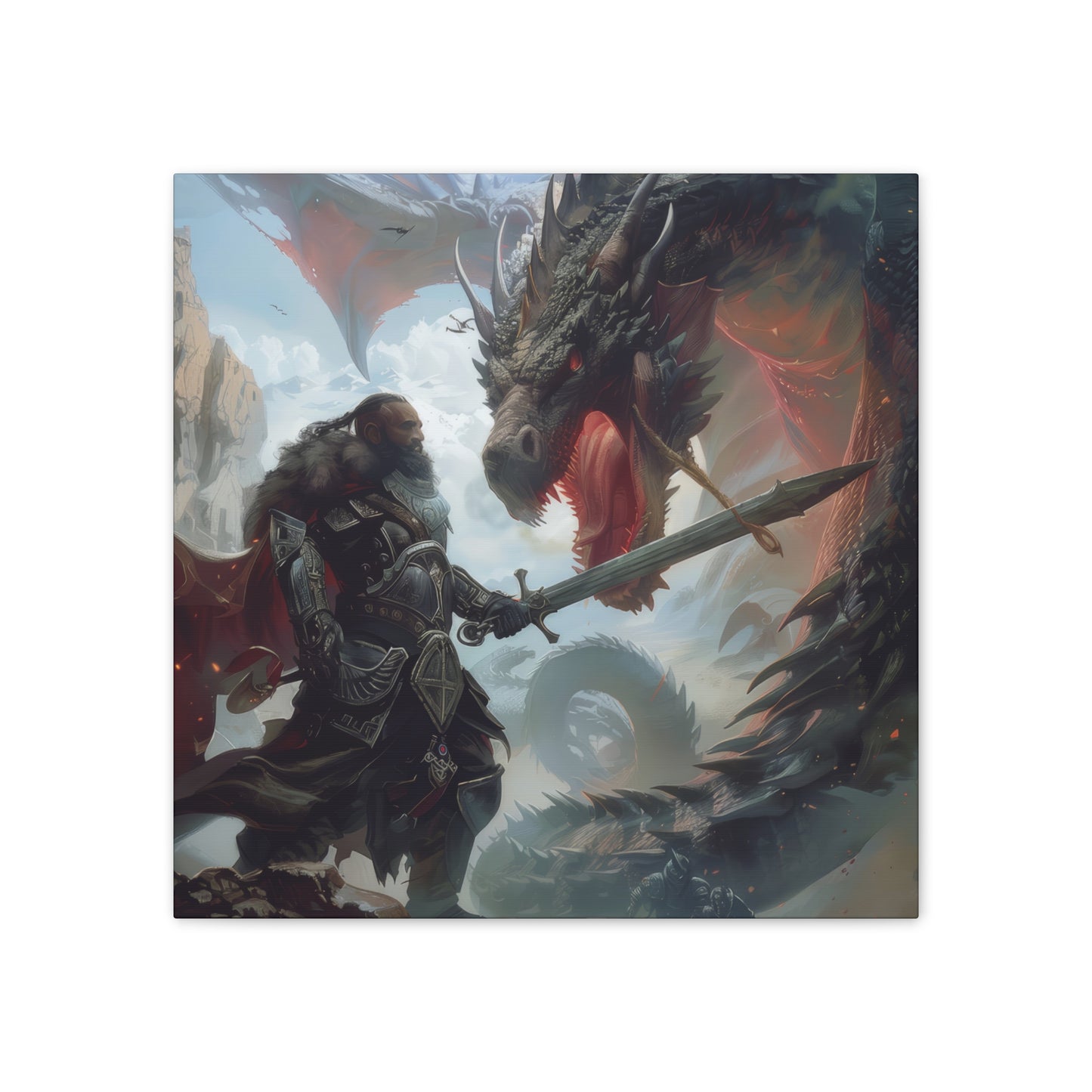 Fighter and Dragon - Canvas Stretched, 0.75"