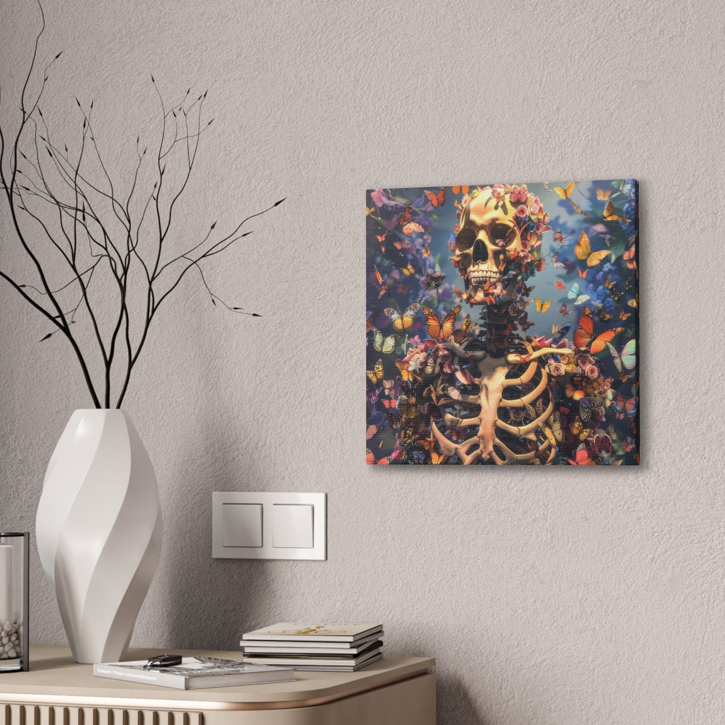 Skulls and Butterflies - Canvas Stretched, 0.75"