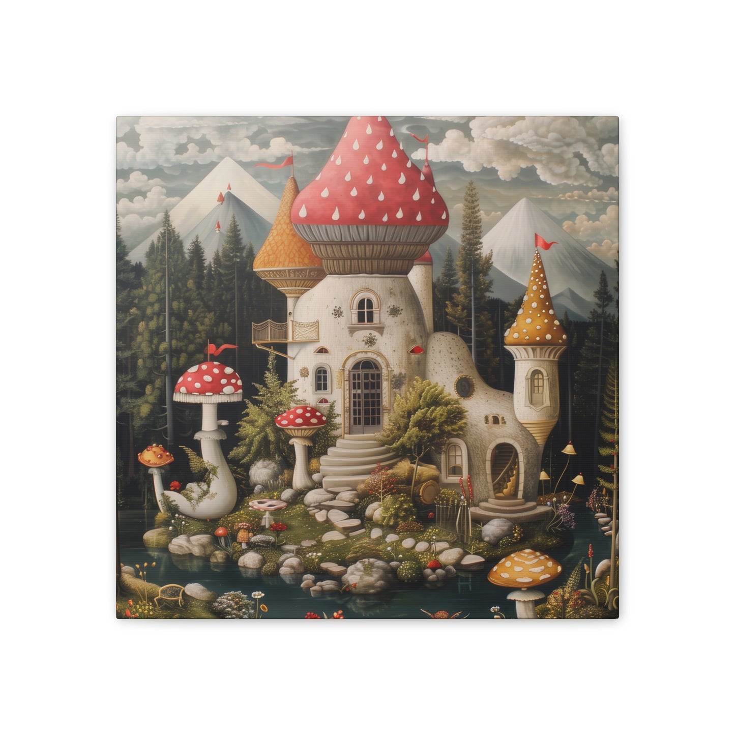 Mushroom House - Canvas Stretched, 0.75"