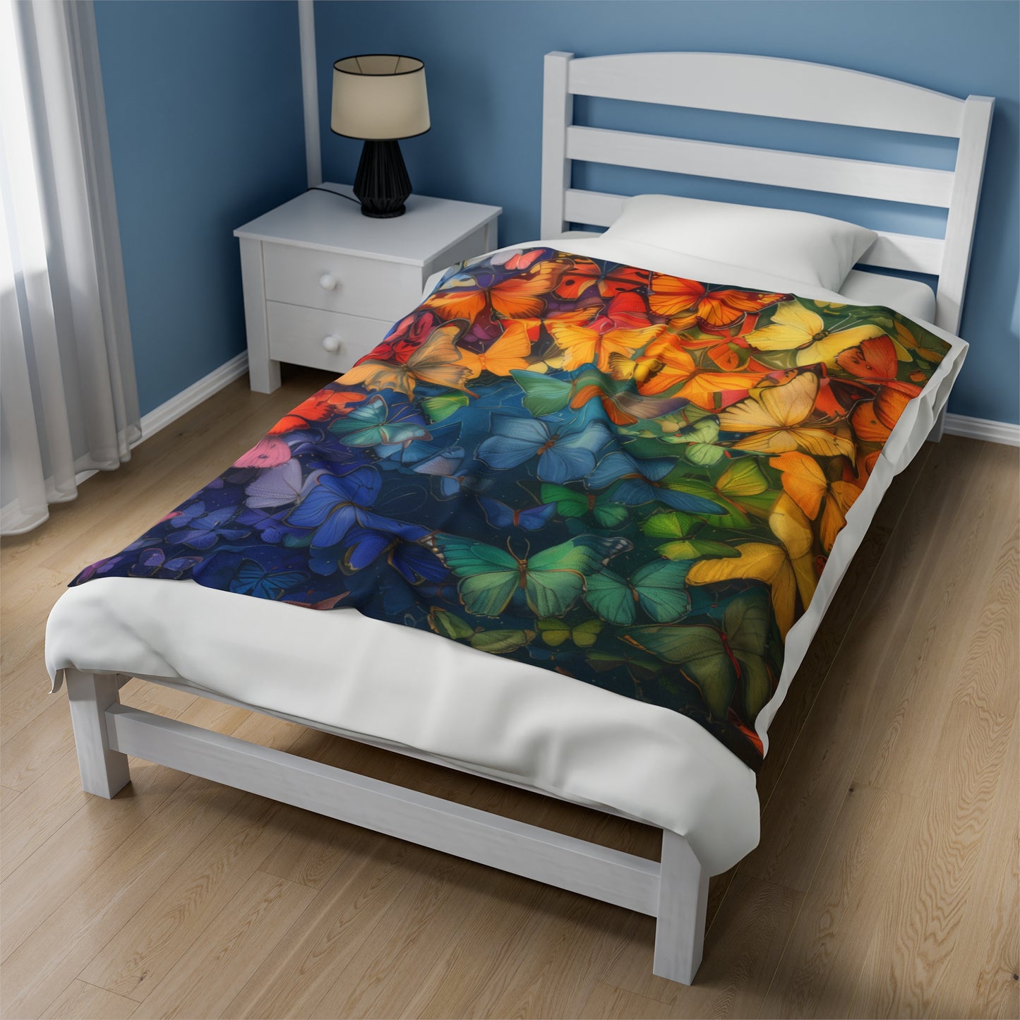 Rainbow Butterflies - Velveteen Plush Blanket