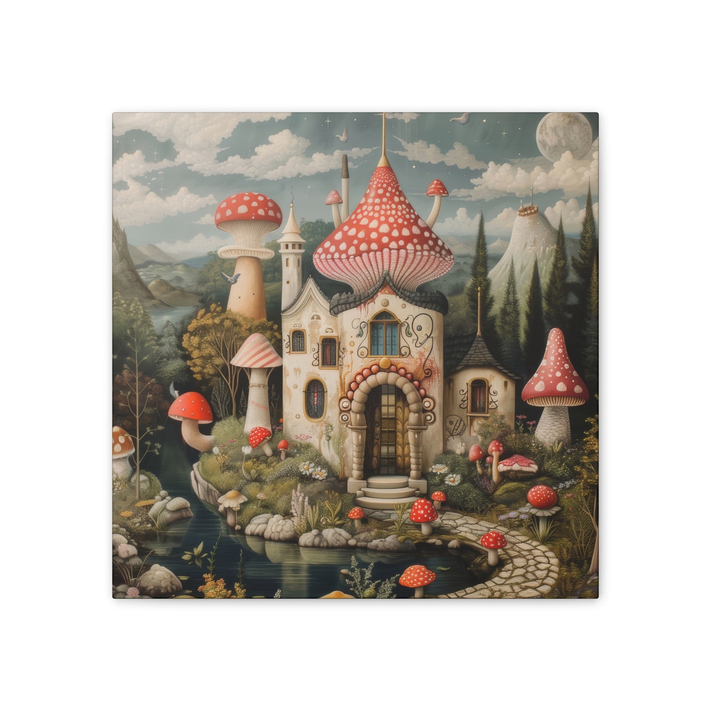 Mushroom House - Canvas Stretched, 0.75"