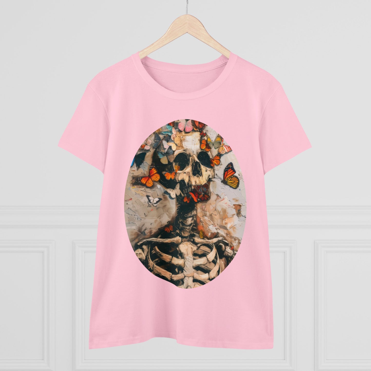 Skeleton and Butterflies - Women's Midweight Cotton Tee