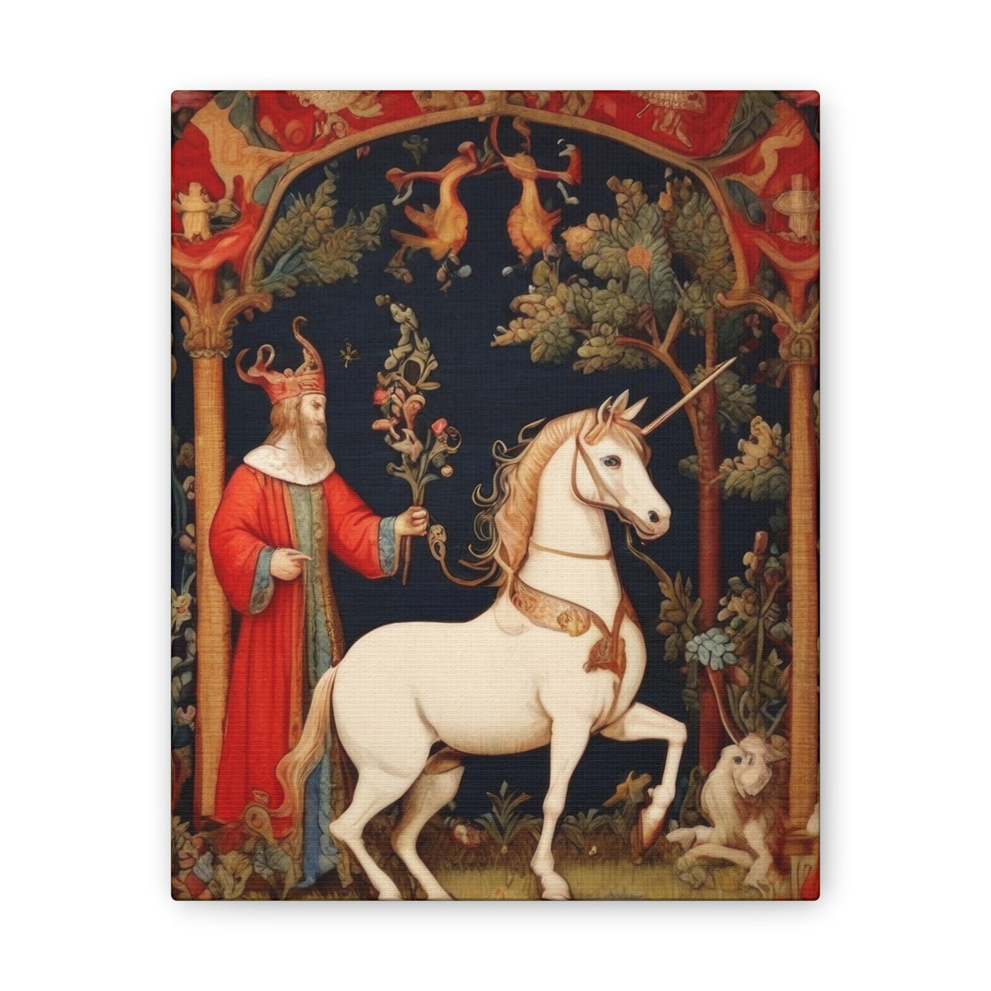 Wizard and the Unicorn Tapestry - Canvas Stretched, 0.75"