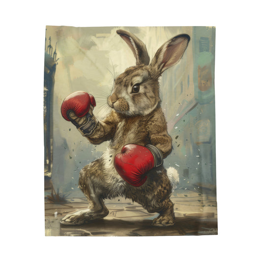 Boxing Bunny - Velveteen Plush Blanket