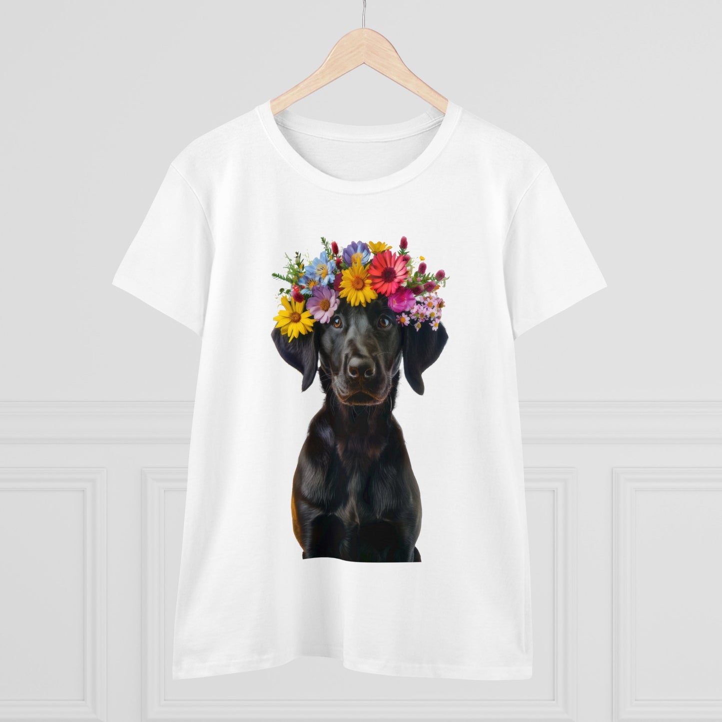 Dog's Flower Crown - Women's Midweight Cotton Tee