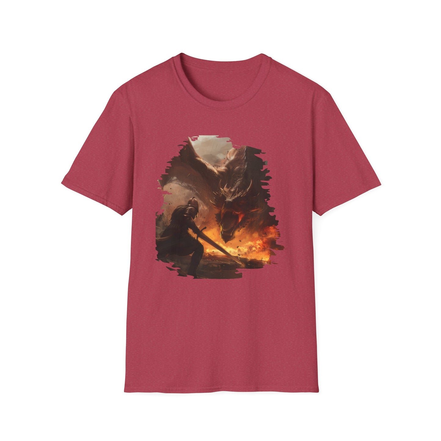 Fighter and Dragon - Unisex Softstyle T-Shirt