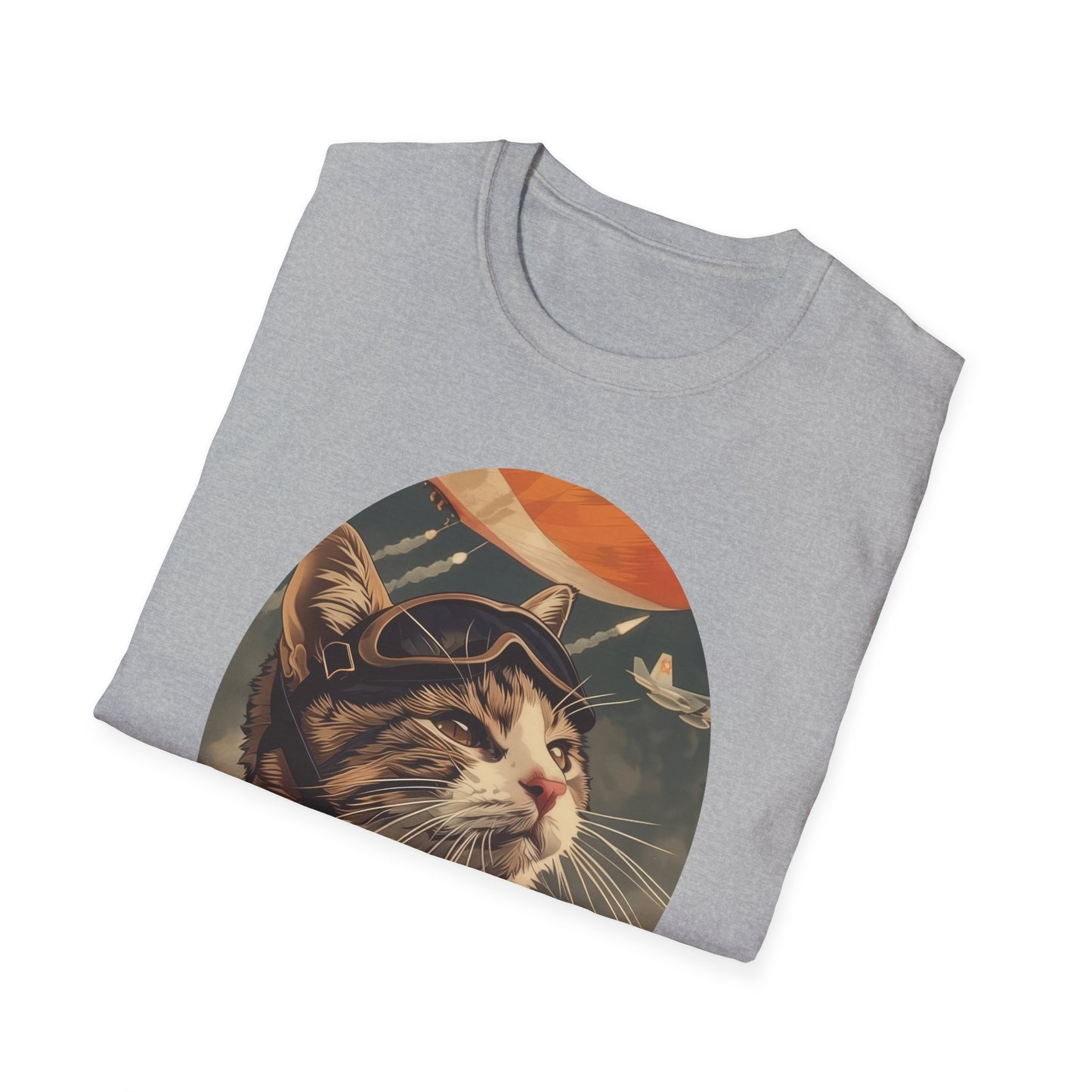 Cat Fighter Pilot - Unisex Softstyle T-Shirt