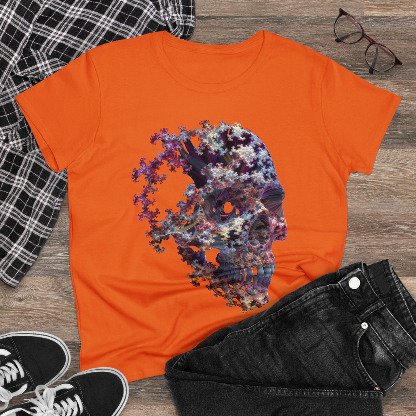 Fractal Skull - Women's Midweight Cotton Tee