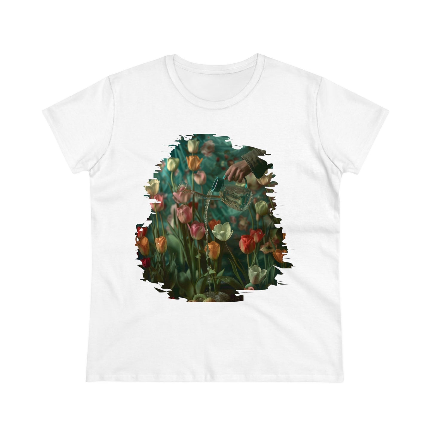 Watering Tulips - Women's Midweight Cotton Tee