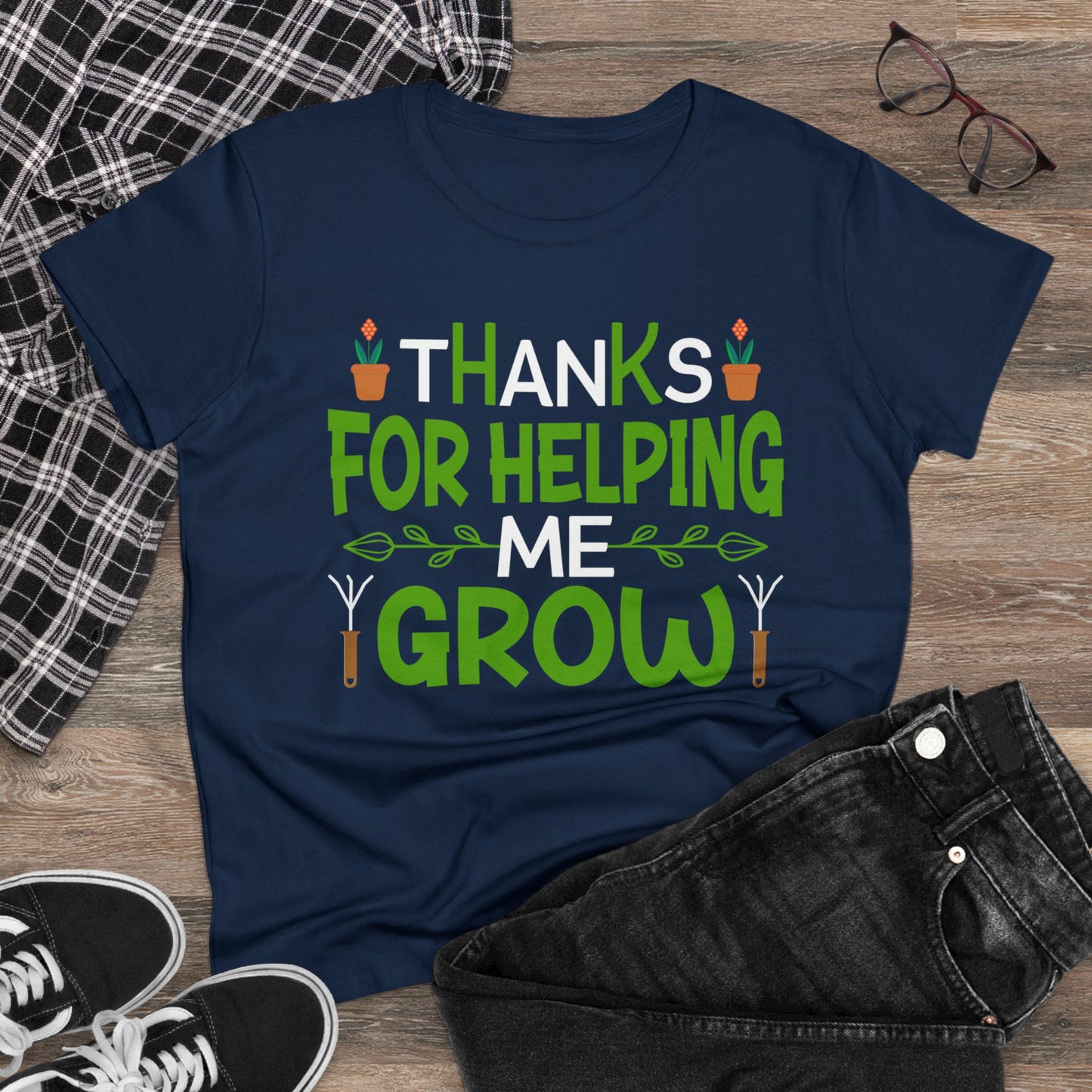 Thanks For Helping Me Grow - Gardening - Women's Midweight Cotton Tee