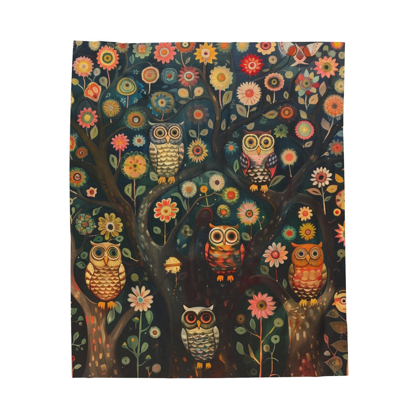 Owls - Look Into My Eyes - Velveteen Plush Blanket