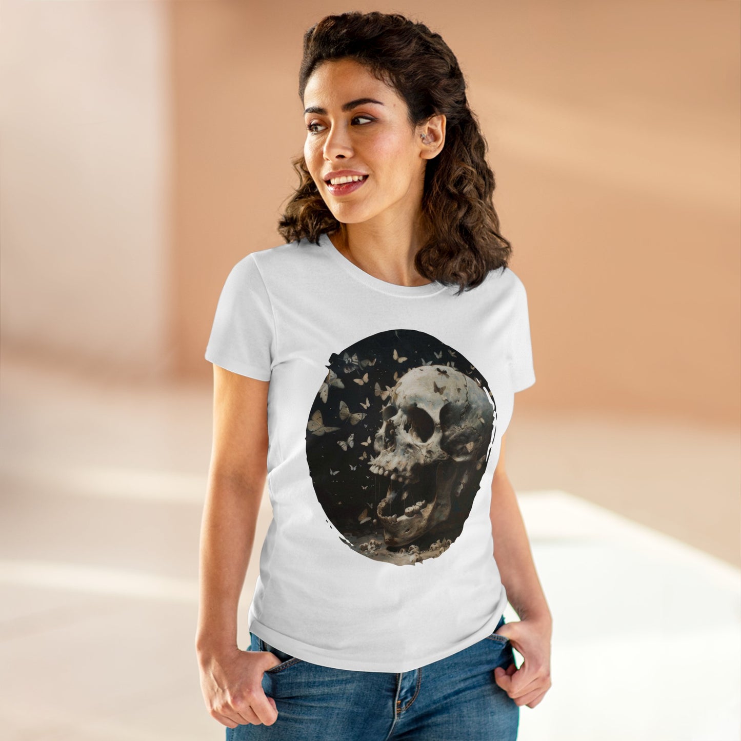 Skull and Butterflies - Women's Midweight Cotton Tee