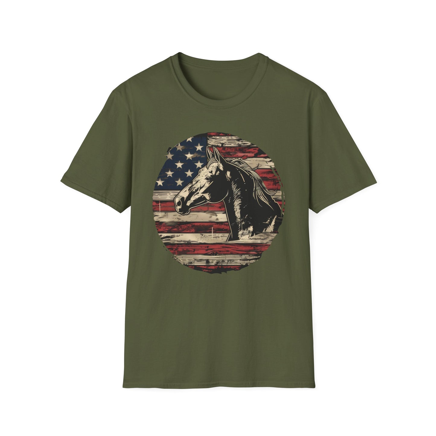 Horse and Flag - Unisex Softstyle T-Shirt