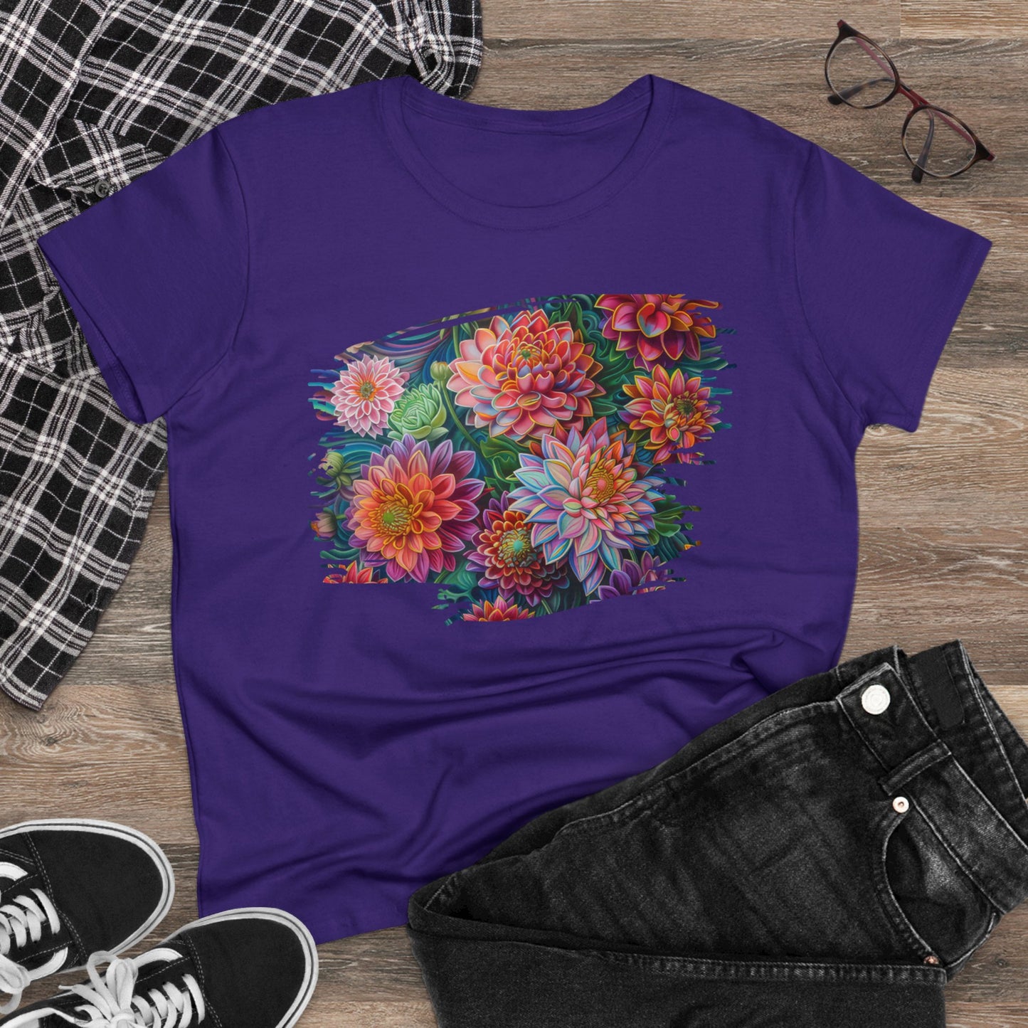 Pastel Flowers - Women's Midweight Cotton Tee