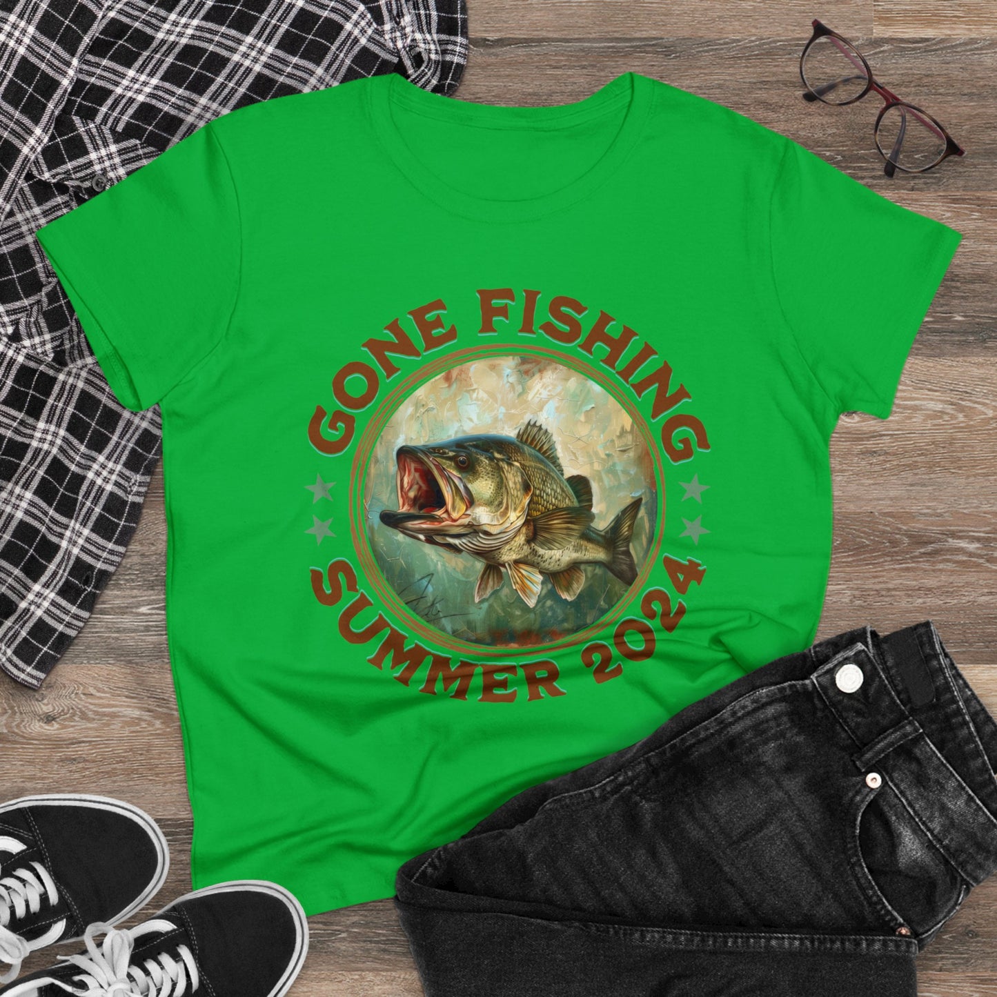 Gone Fishing - Women's Midweight Cotton Tee