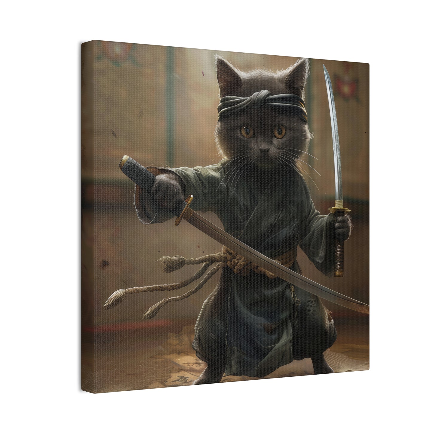 Ninja Kitty - Canvas Stretched, 0.75"