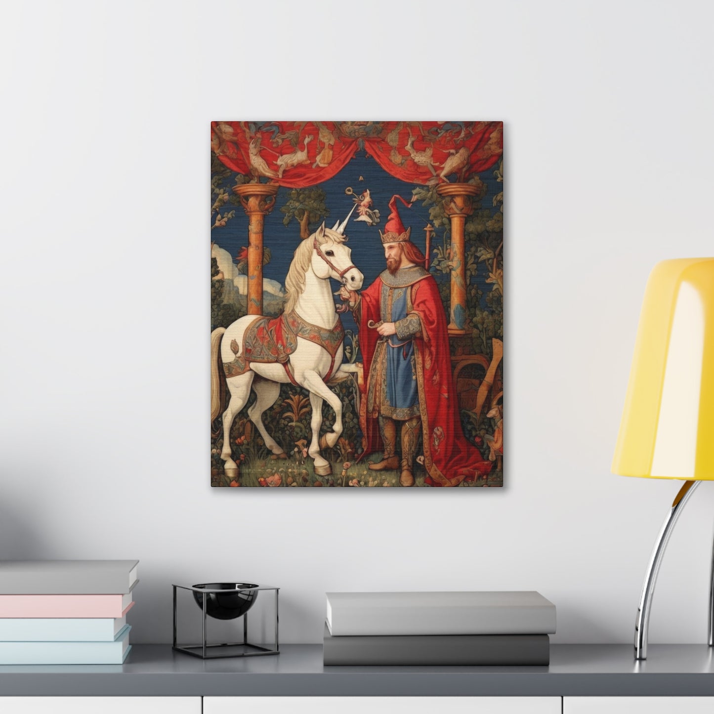 Mage and the Unicorn Tapestry - Canvas Stretched, 0.75"