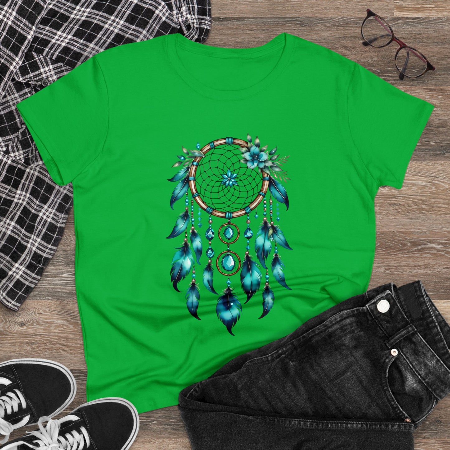 Turquoise Dream Catcher - Sagittarius - Astrology - Women's Midweight Cotton Tee