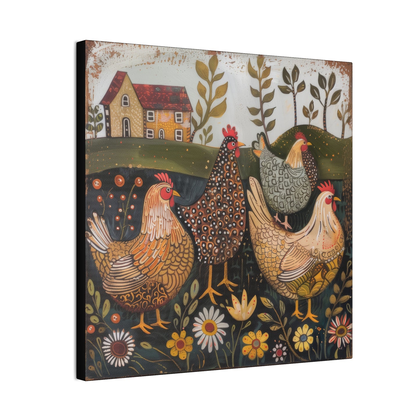 Chickens - Canvas Stretched, 0.75" - Canvas Stretched, 0.75"