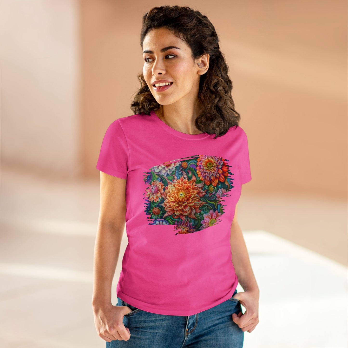 Pastel Flowers - Women's Midweight Cotton Tee